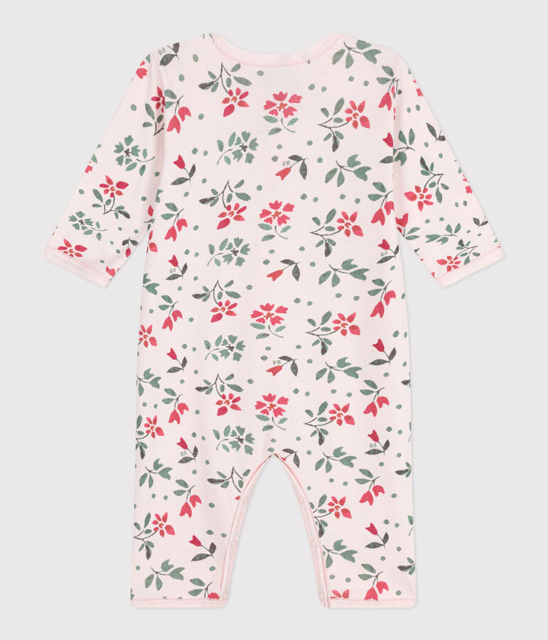 Babies' footless floral cotton pyjama suit pink/multicolor