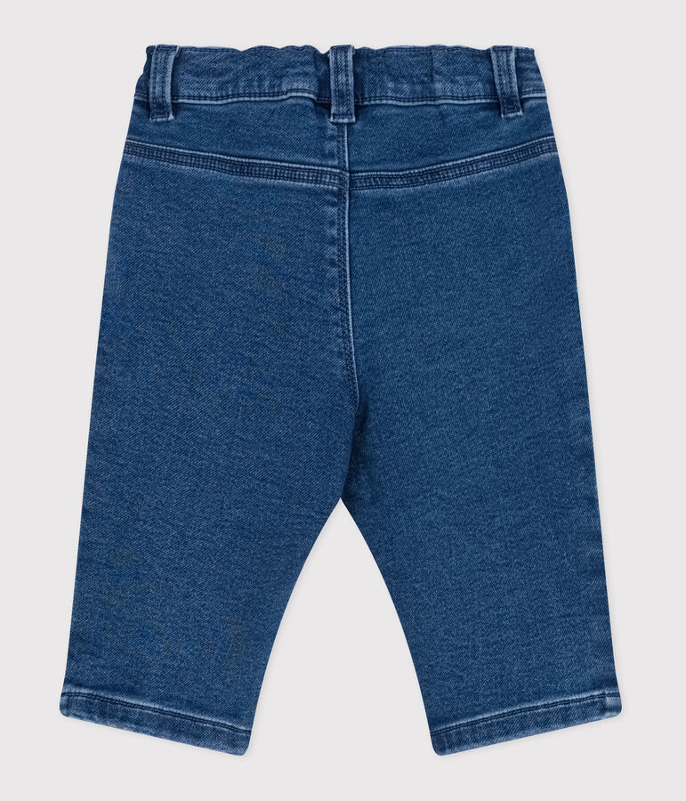 Babies' trousers in denim with elastane blue