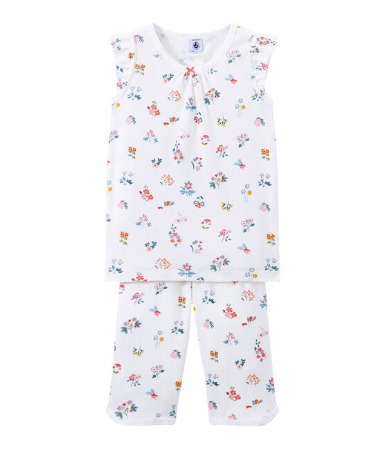 Little girl's short pyjamas MARSHMALLOW white/MULTICO white