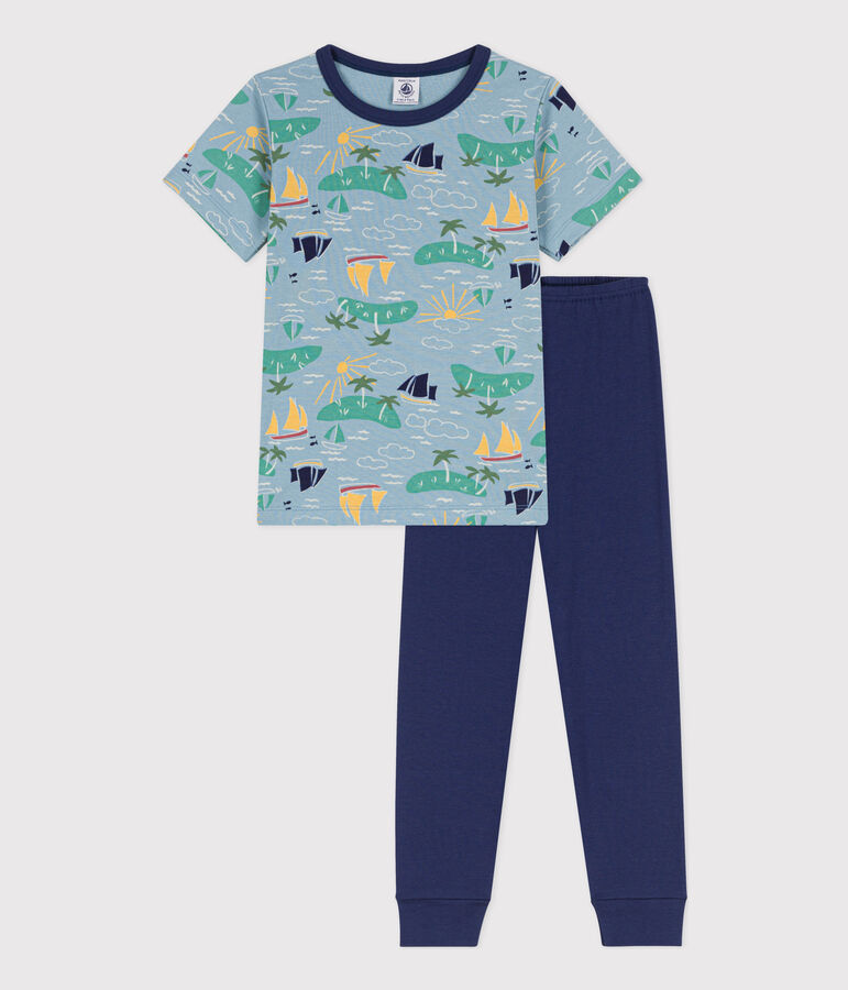 Boys' Short-Sleeved Explorer Themed Cotton Pyjamas blue/multicolor