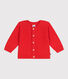 Babies' cotton cardigan in a decorative stitch