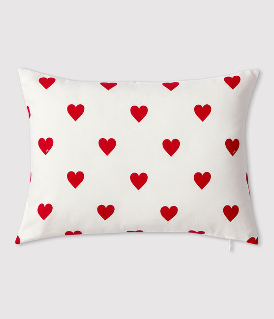 Red Heart Pattern Poplin Cushion MARSHMALLOW white/TERKUIT red