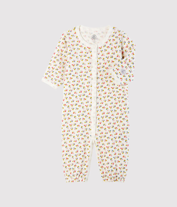 Babies' Ribbed Jumpsuit/Sleeping Bag white/multicolor