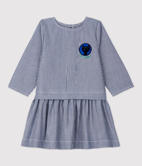 Babies' Canvas Dress SMOKING blue/MARSHMALLOW white