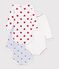 Pack of long-sleeved heart-print cotton bodies for babies multicolor