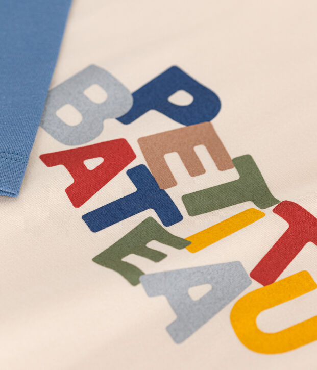 Boys' long-sleeved fine jersey T-shirt Ecru/multicolor