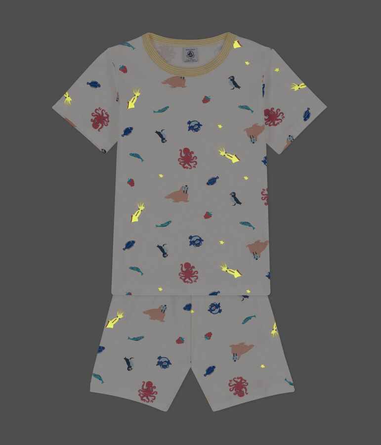 Unisex Glow-in-the-Dark Short Cotton Pyjamas white/multicolor