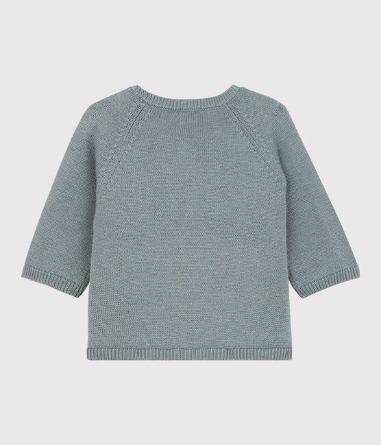 Babies' Bear Wool/Cotton Knit Cardigan SEDUMBLUE grey