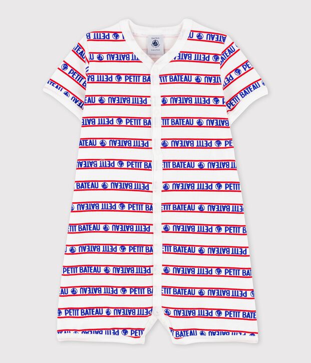 Babies' Petit Bateau Cotton Shortie white/red/multicolor