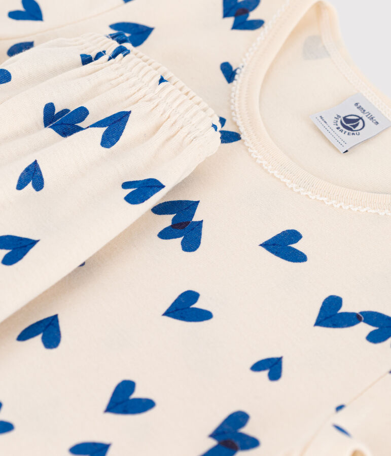 Girls' Short-Sleeved Cotton Pyjamas Ecru/multicolor