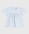 Children's cotton blouse in printed cotton poplin. FRAICHEUR blue/MULTICO white