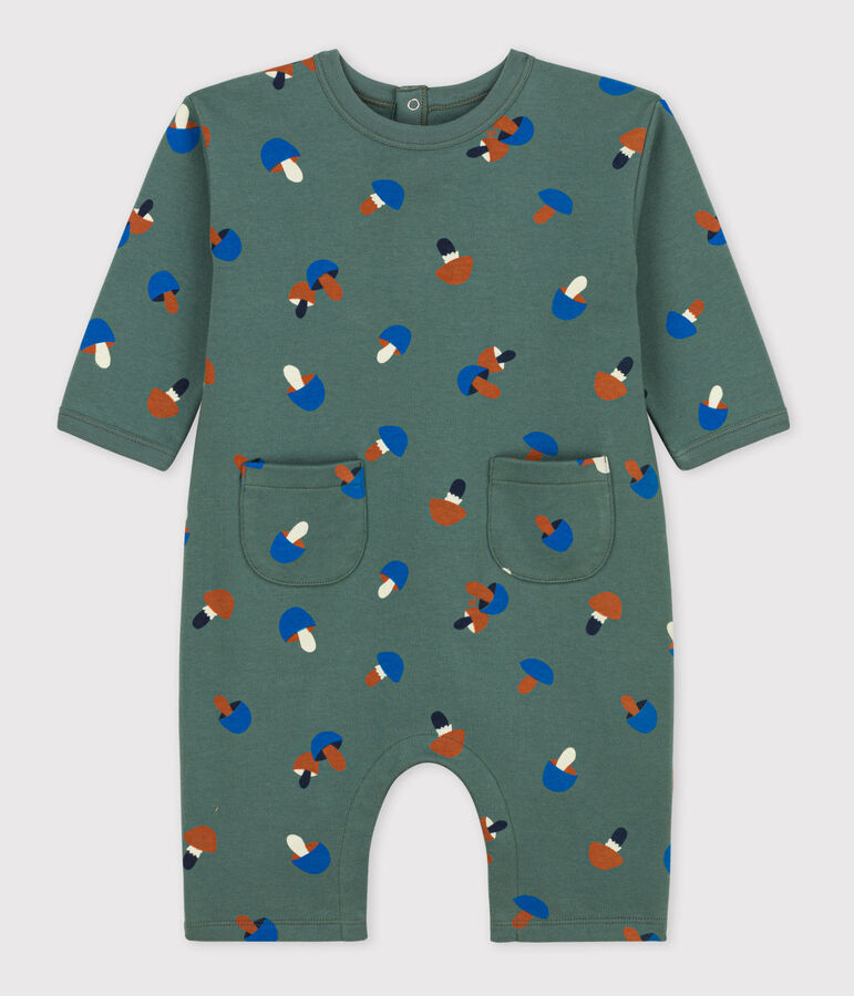 Babies' Patterned Fleece Jumpsuit VALLEE green/MULTICO ecru