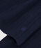 Women's plain drop needle rib knit t-shirt with long sleeves and a grandad neckline SMOKING blue