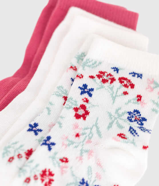 Pairs of baby girls' flower-patterned cotton socks - 3-Pack variante 1