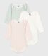 Babies' long-sleeved floral cotton bodysuits - 3-Pack