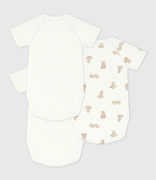 Pack of babies' short-sleeved printed cotton wrapover bodies multicolor