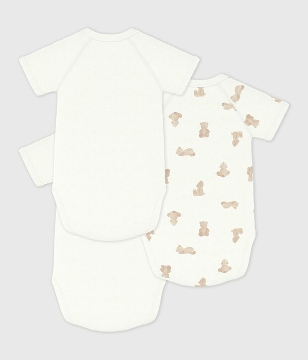 Pack of babies' short-sleeved printed cotton wrapover bodies multicolor