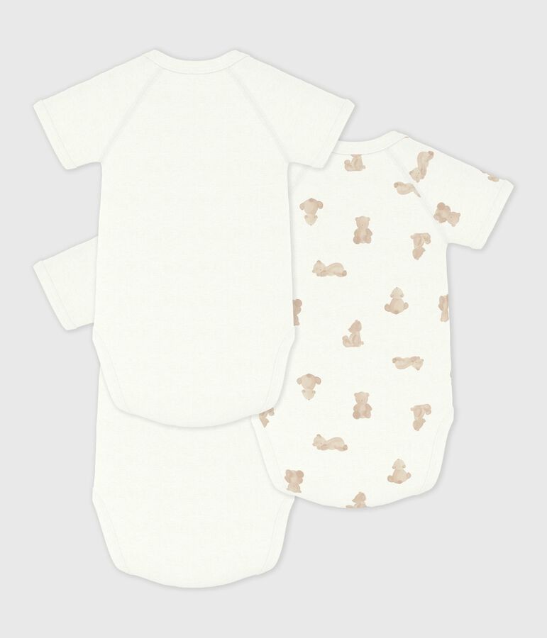 Pack of babies' short-sleeved printed cotton wrapover bodies variante 1