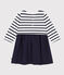 Babies' Long-Sleeved Dual Material Dress blue/white