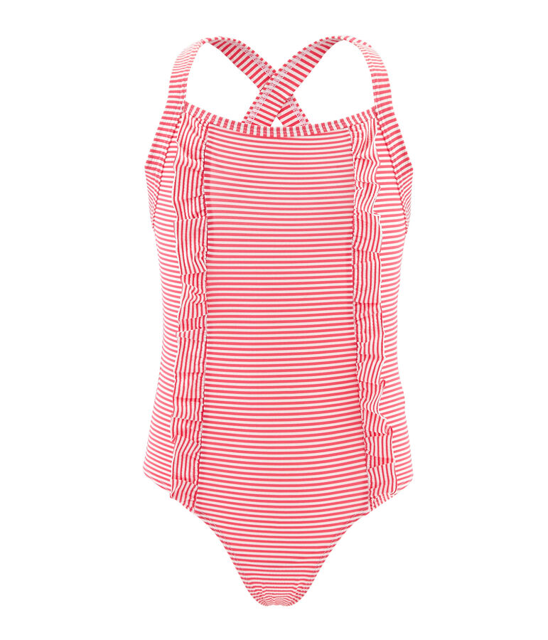Girls' One-Piece Swimsuit pink/white