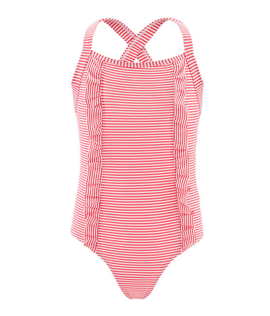 Girls' One-Piece Swimsuit GROSEILLER pink/MARSHMALLOW white