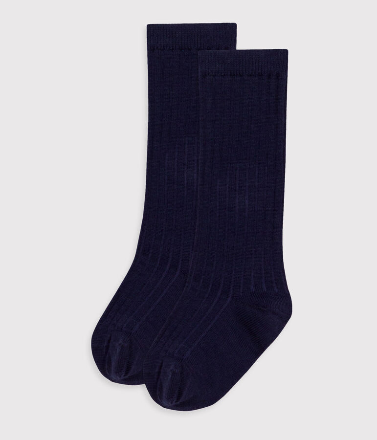 Babies' wool and cotton long socks. multicolor