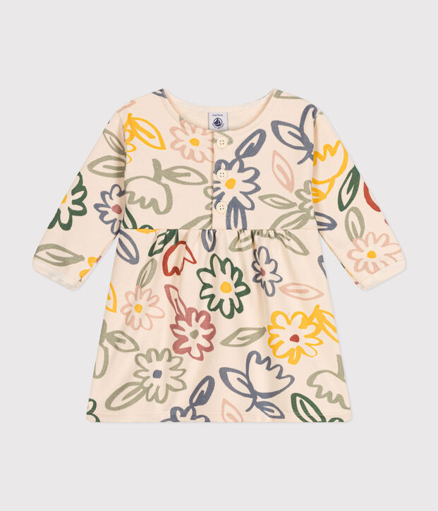 Babies' long-sleeved dress Ecru/multicolor