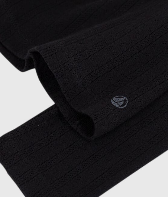 Women's Iconic long-sleeved openwork cotton T-shirt BLACK black