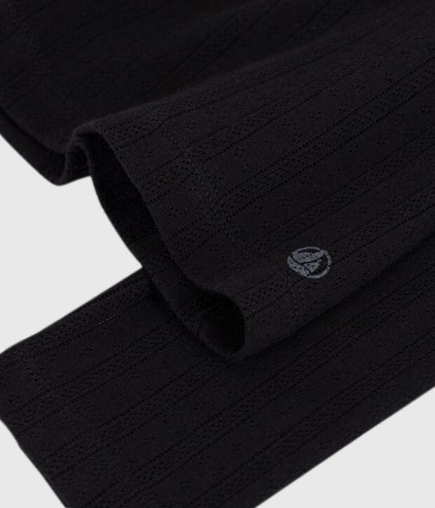 Women's Iconic long-sleeved openwork cotton T-shirt black