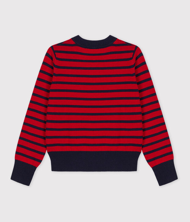 Women's' Cotton/Wool Breton Pullover red/blue