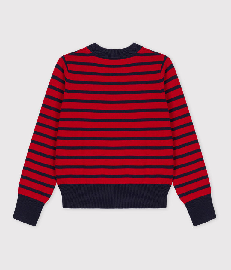 Women's' Cotton/Wool Breton Pullover red/blue
