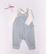 Babies' dungarees and body set in cotton with a plain collar