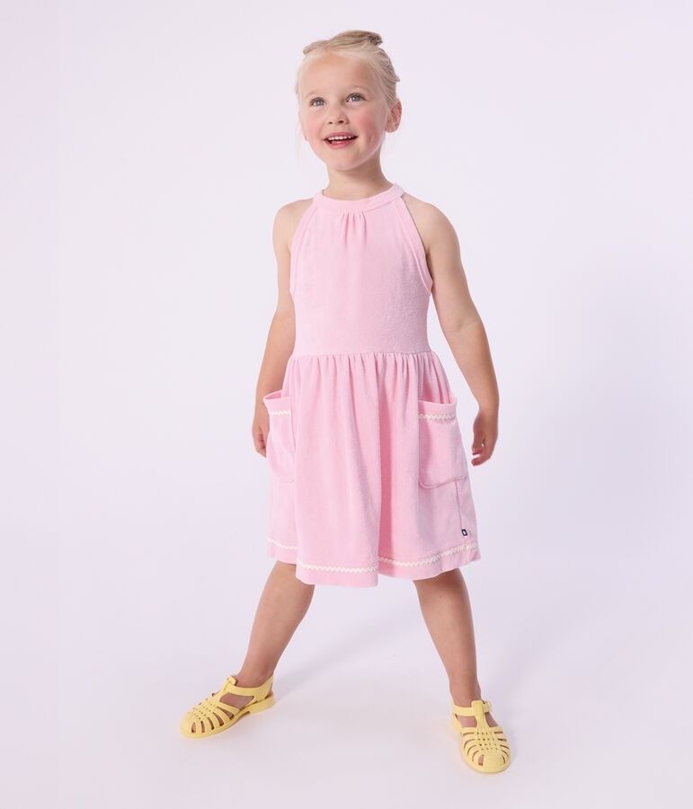 Children's sleeveless plain cotton dress pink