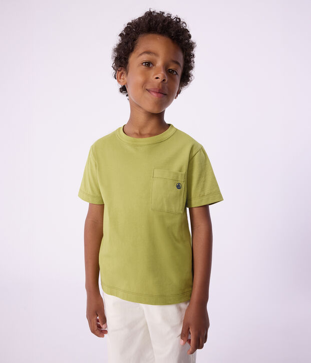Children's short-sleeved plain cotton T-shirt green