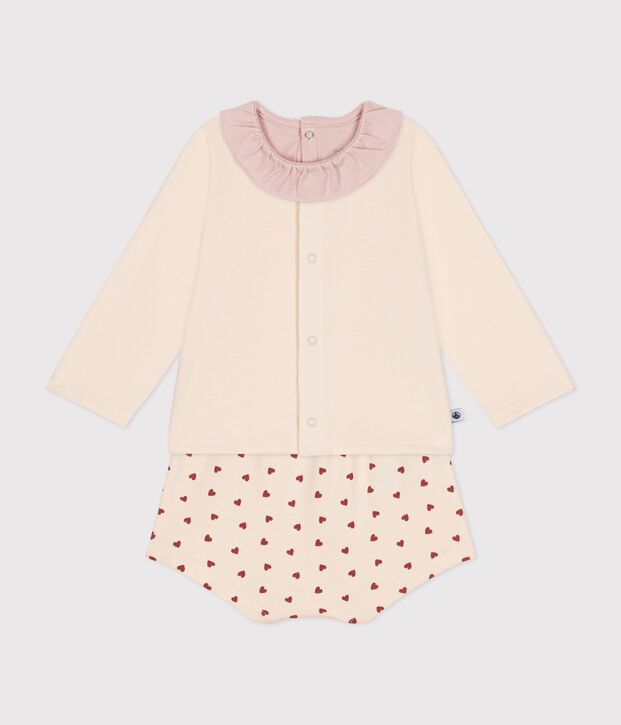 Babies' Lightweight Jersey Outfit - 3-Piece Set Ecru/multicolor