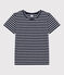 Women's Straight Round-Neck Cotton T-Shirt SMOKING blue/MARSHMALLOW white