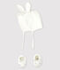 Babies' Organic Cotton Tube Knit Rabbit Bonnet and Bootees Set