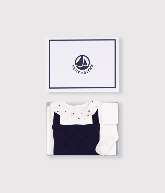 Babies' cotton gift set: dress, body and tights variante 1