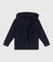 Children's plain cotton zip-up hoodie SMOKING blue