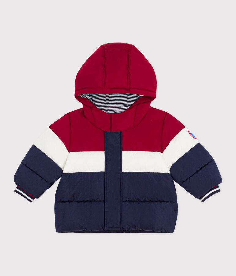 Babies' light plain colourblock puffer jacket SMOKING blue/MULTICO white