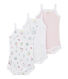Set of 3 baby girls' bodysuits with straps.