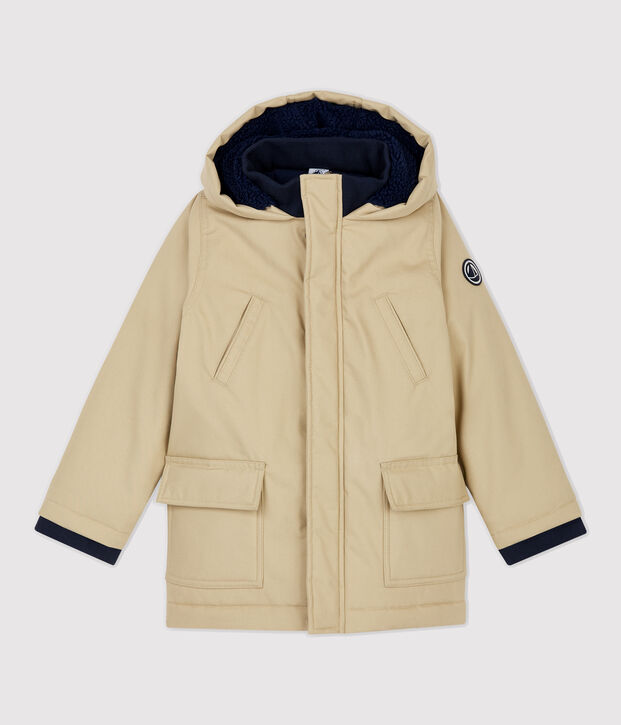 Boys' Coated Cotton Parka beige