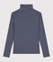 The Iconic cotton polo neck top for women SMOKING blue/MARSHMALLOW white