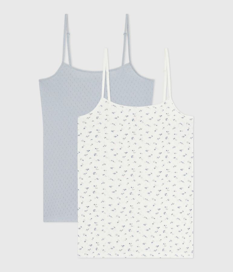 Women's strappy openwork cotton tops multicolor