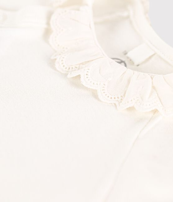 Baby Girls' Organic Cotton Bodysuit with Collar MARSHMALLOW white
