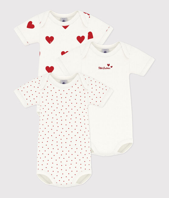 Babies' Heart Patterned Short-Sleeved Cotton Bodysuits - 3-Pack variante 1