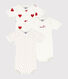 Babies' Heart Patterned Short-Sleeved Cotton Bodysuits - 3-Pack