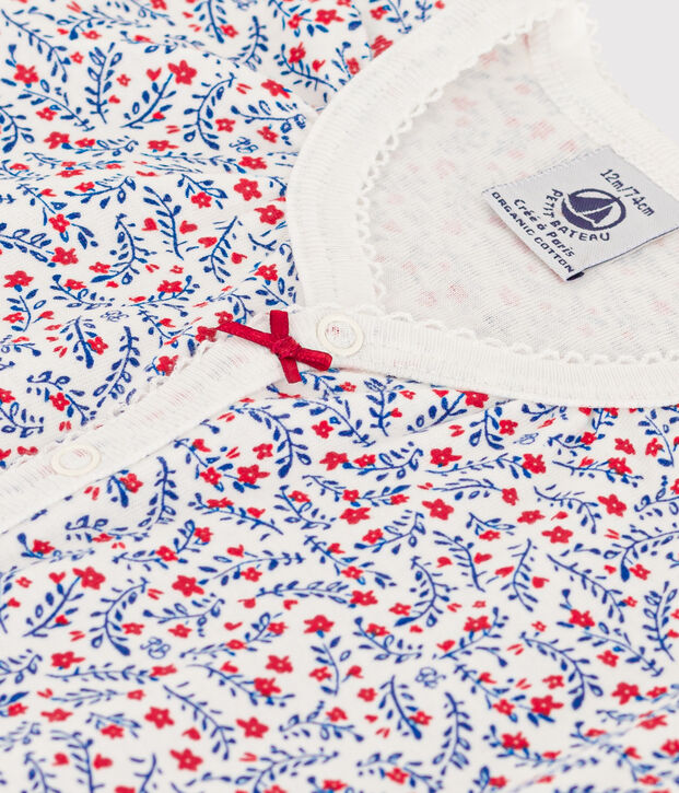 Babies' Floral Cotton Playsuit white/multicolor
