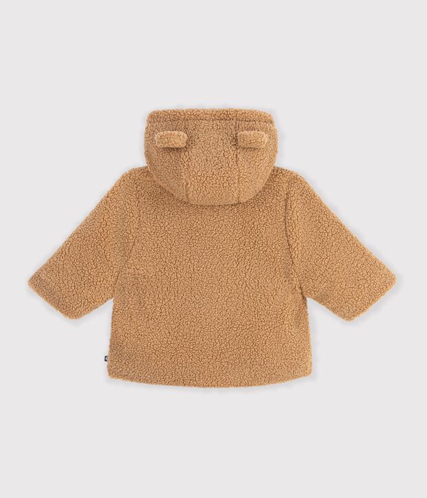 Babies' sherpa coat with a hood LATTE