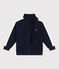 Children's zipped stand-up collar sweatshirt in plain cotton SMOKING blue